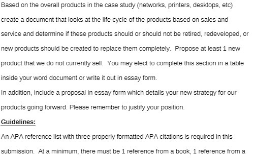 Based on the overall products in the case study