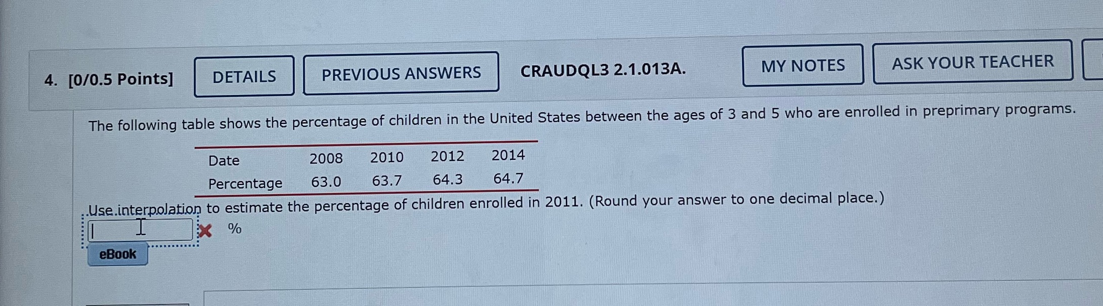 4. [0/0.5 Points] DETAILS PREVIOUS ANSWERS