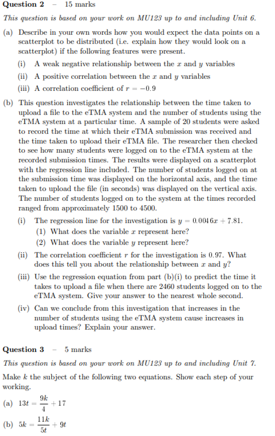 Question 2 - 15 marks This question is based on