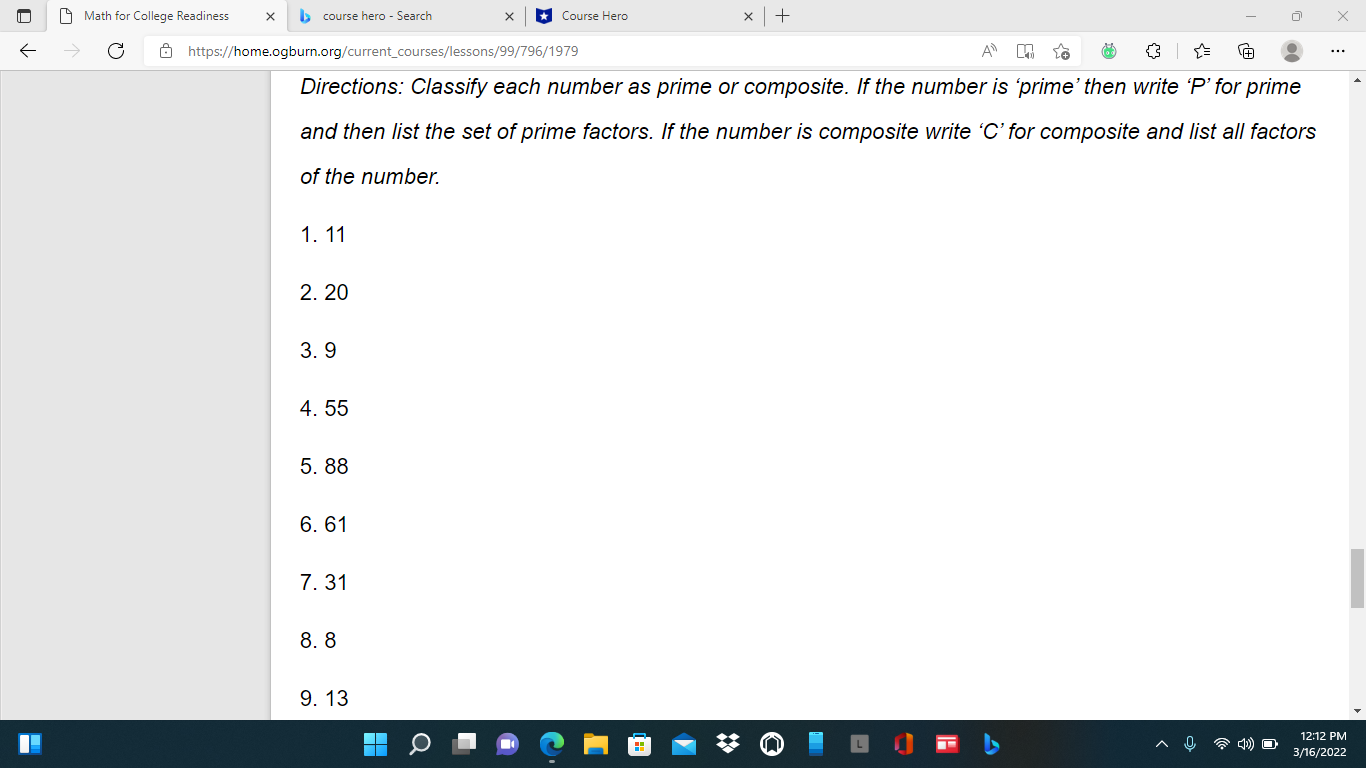 Math for College Readiness X course hero - Search