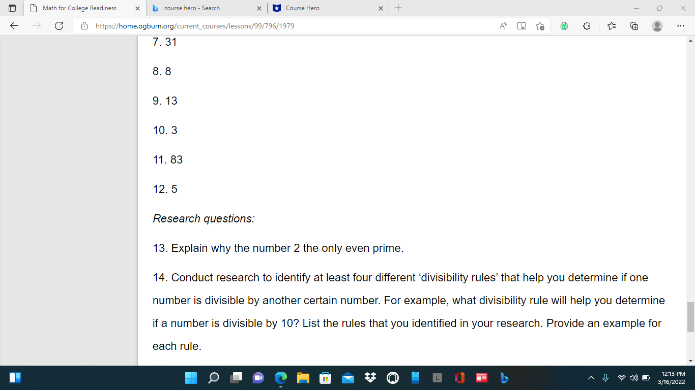 Math for College Readiness X course hero - Search