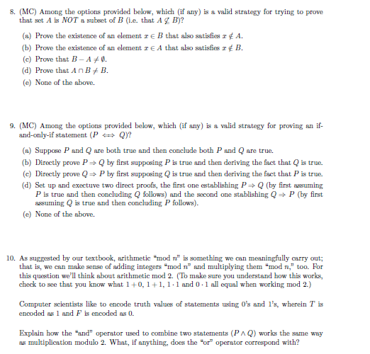 8. (MC) Among the options provided below, which