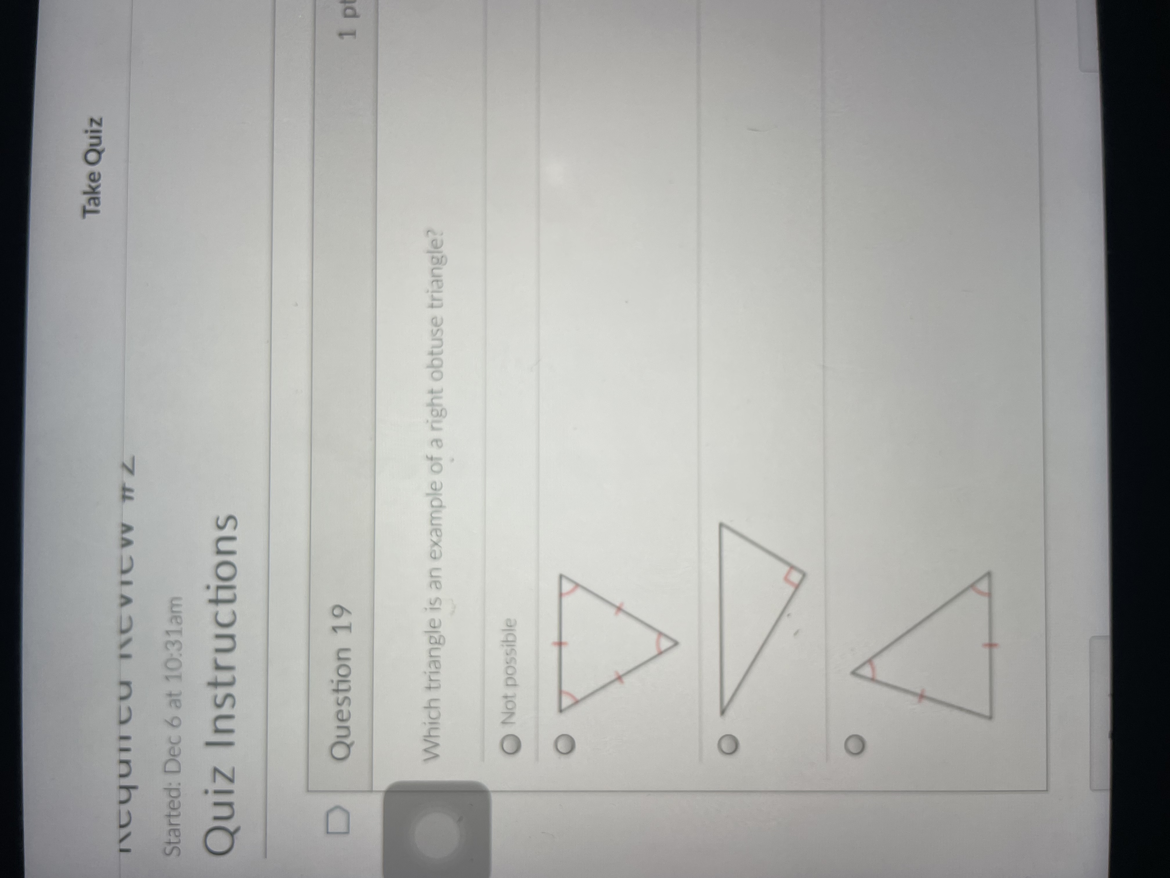 Take Quiz Started: Dec 6 at 10:31am Quiz