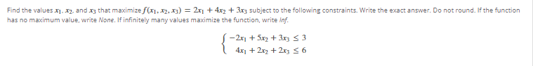 \fFind the values . x2. and x; that maximize