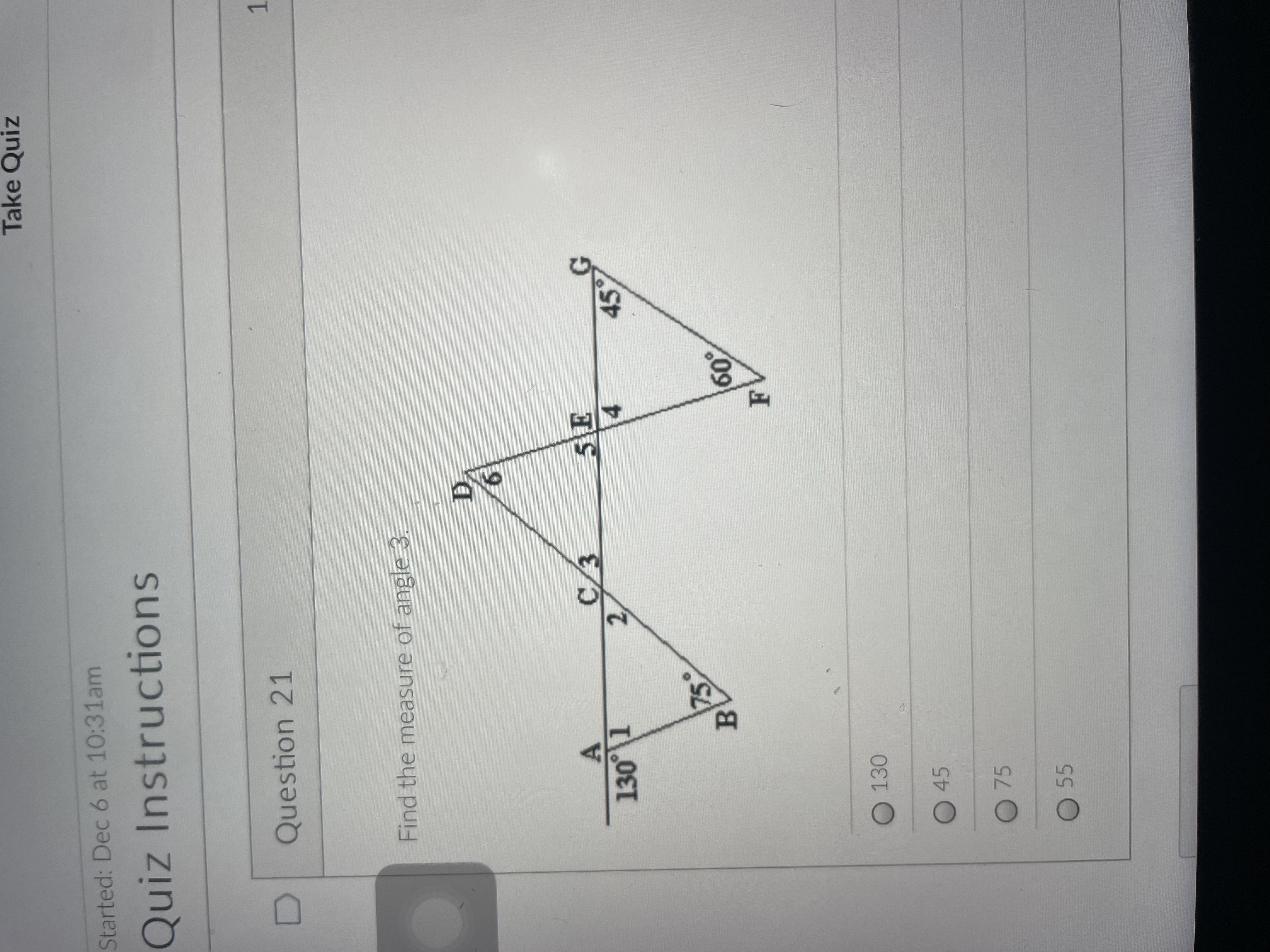 Take Quiz Started: Dec 6 at 10:31am Quiz