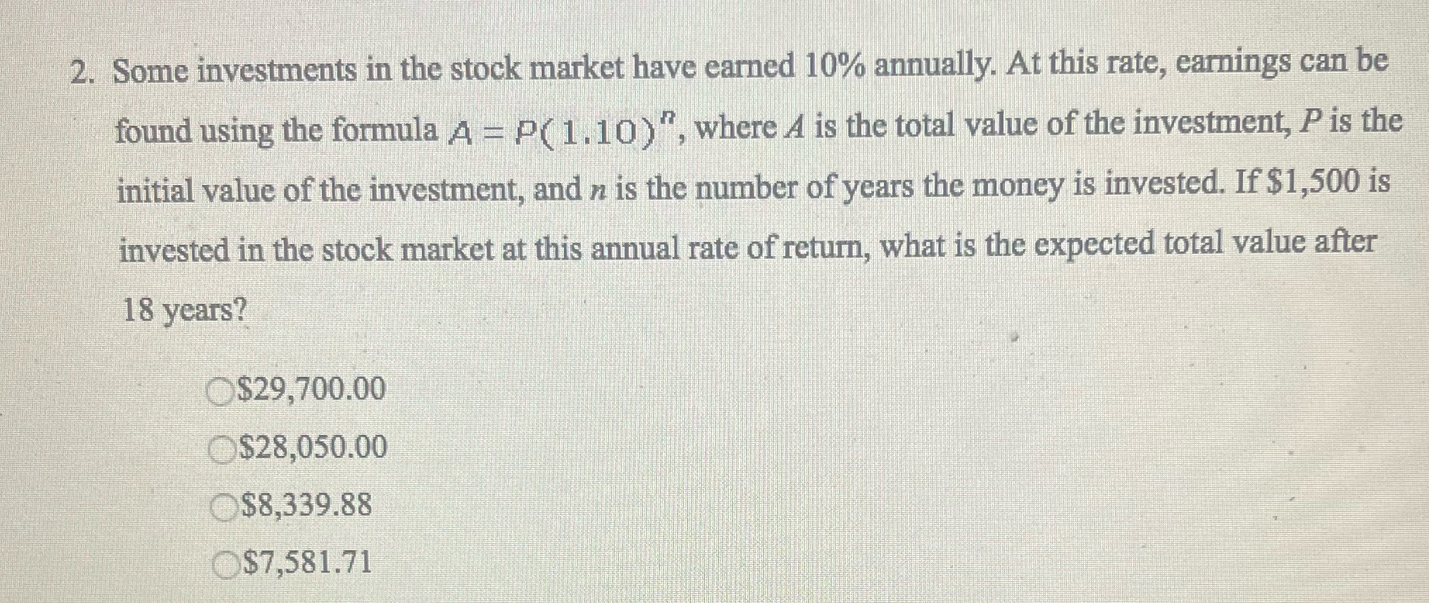 2. Some investments in the stock market have
