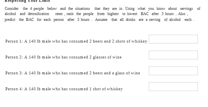 Respecting 1 our Limit Consider the 4 people