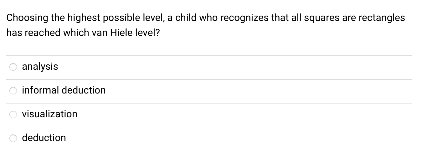 Choosing the highest possible level, a child who
