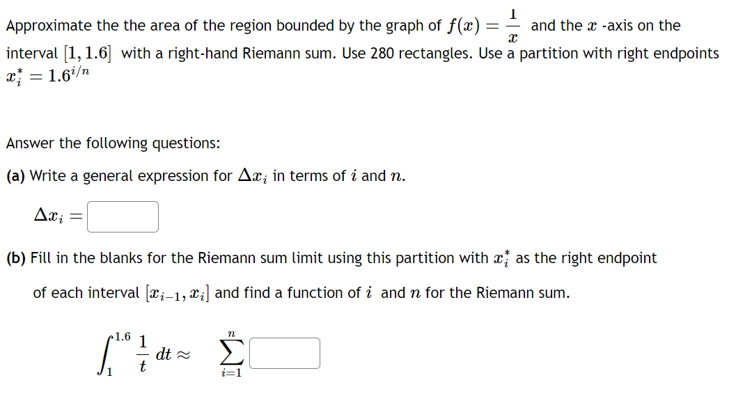 1 Approximate the the area of the region bounded