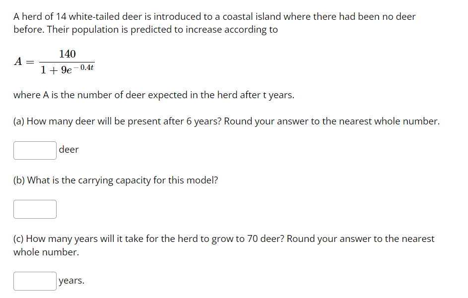 A herd of i4 white-tailed deer is introduced to a