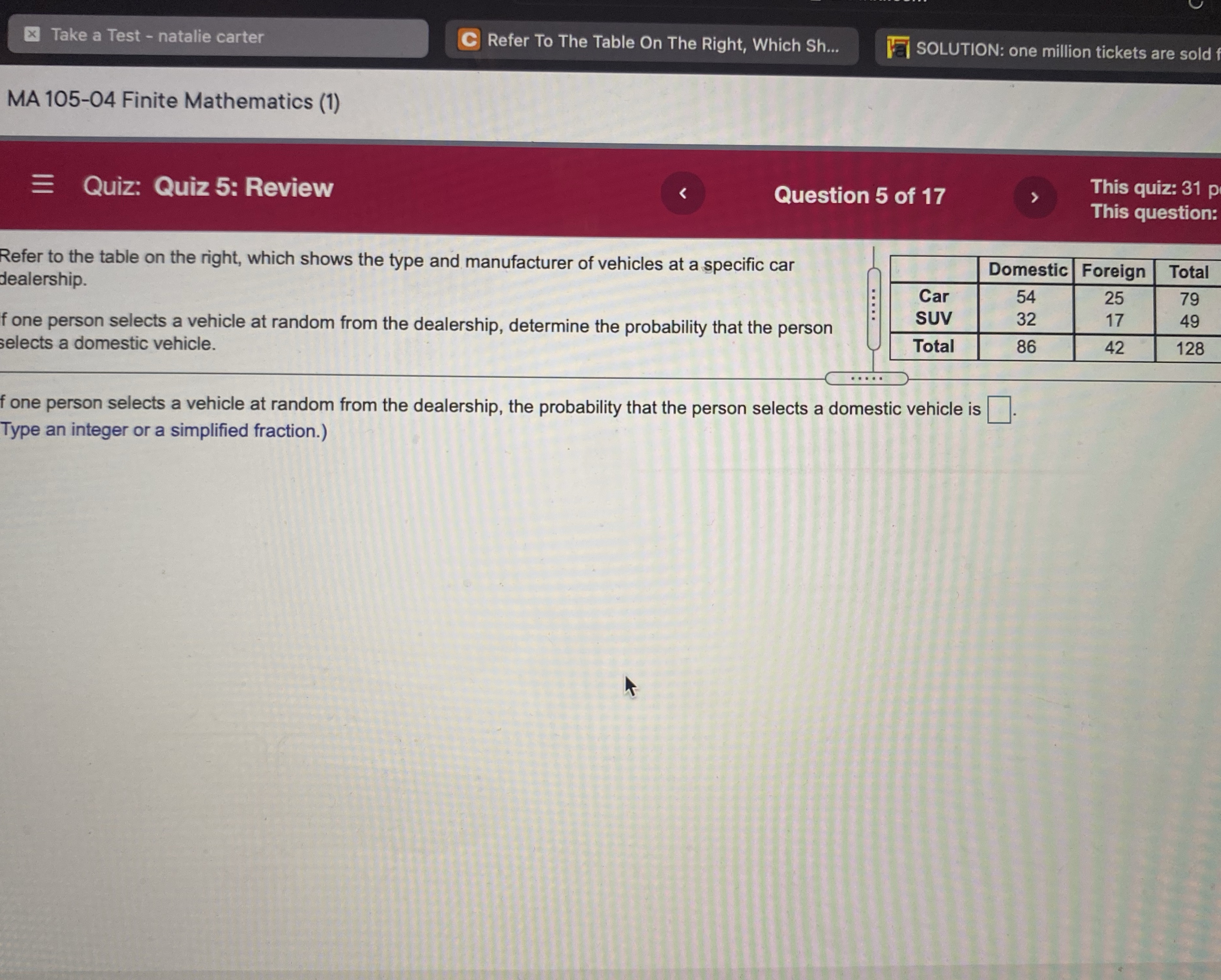 x Take a Test - natalie carter C Refer To The