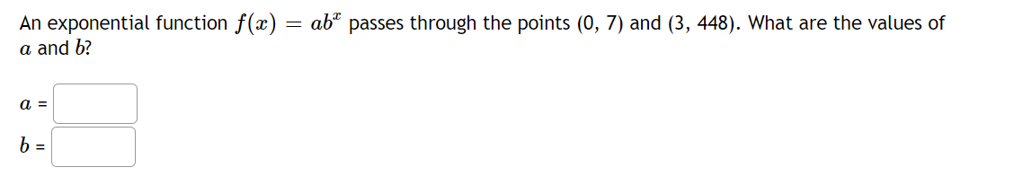 An exponential function x) : ohm passes through