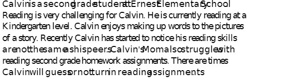 Calvinis a secongradstudenttErnesElementa School