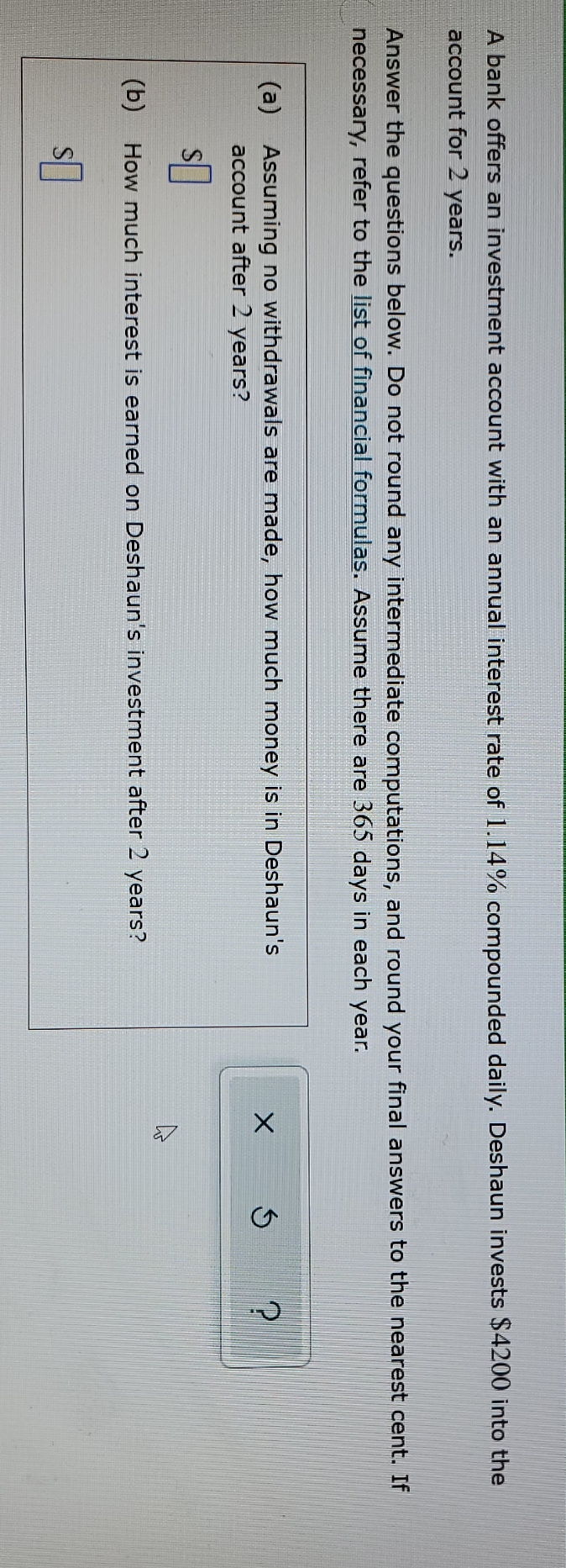 urgent need A bank offers an investment account