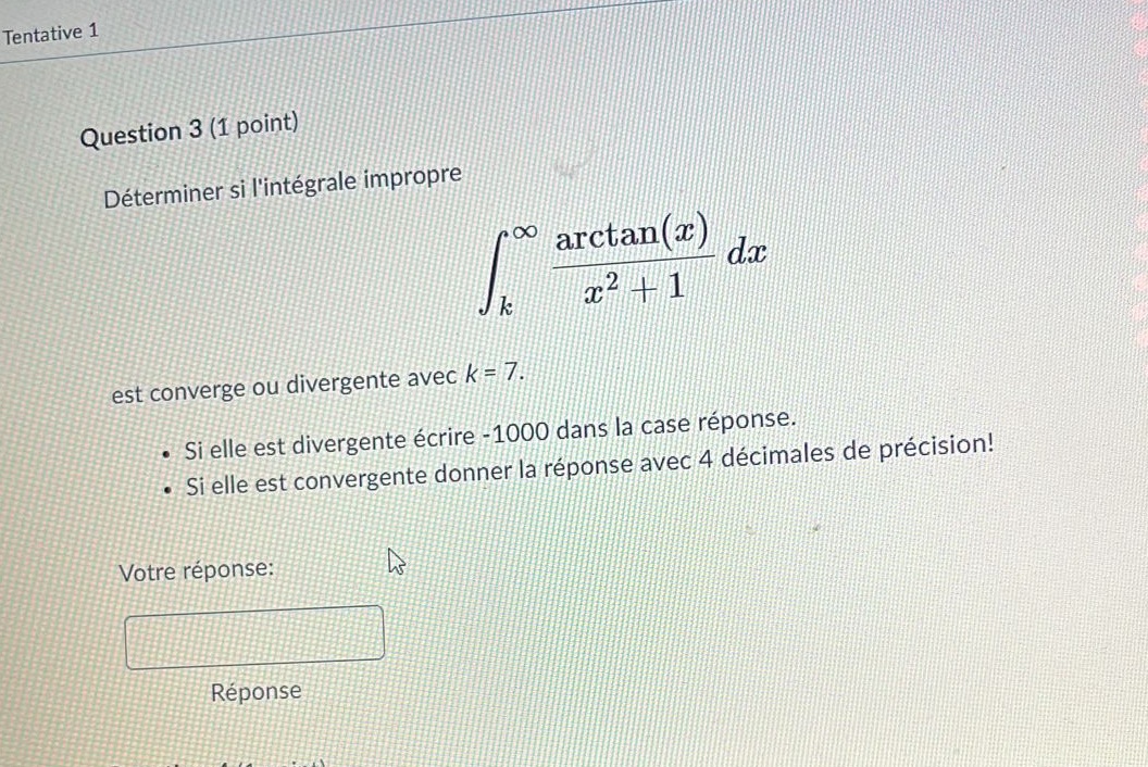Determine if the improper integralconverges or