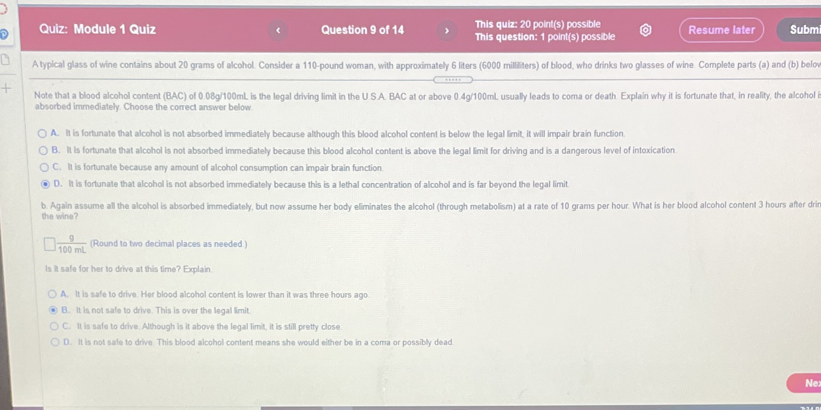Quiz: Module 1 Quiz Question 9 of 14 This quiz: