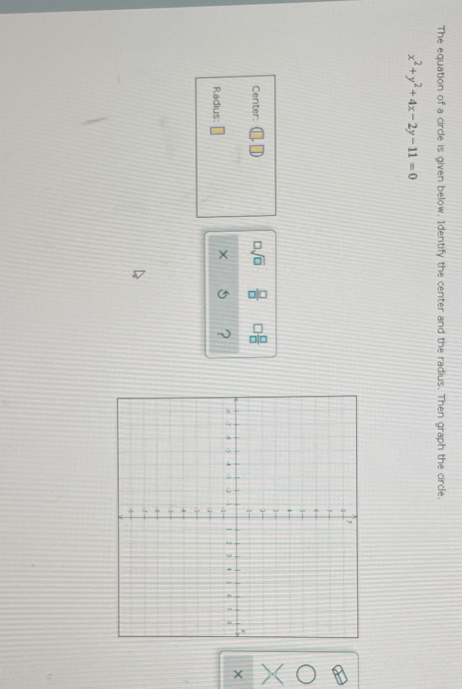 The equation of a circle is given below. Identify