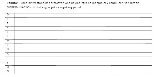 Panuto: Punan ng wastong impormasyon ang bawat