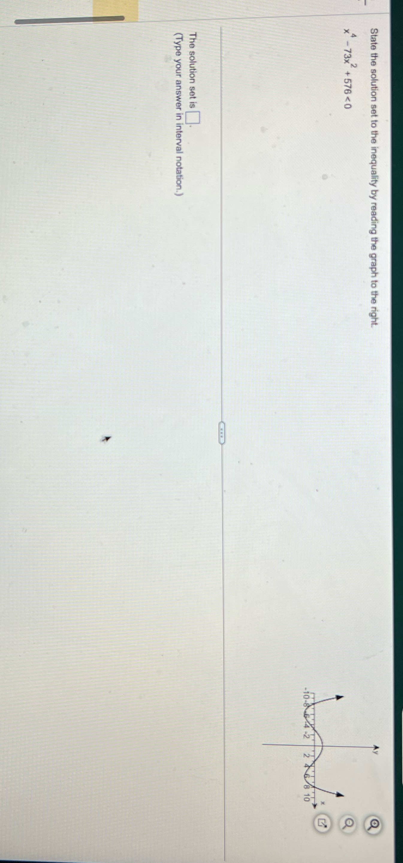 State the solution set to the inequality by