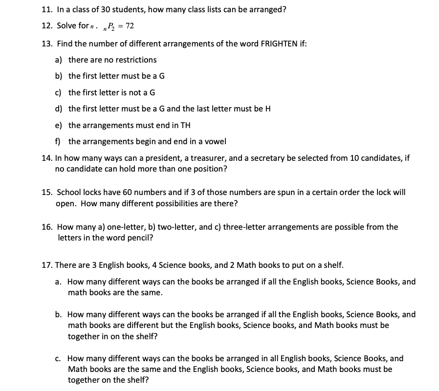 11. In a class of 30 students, how many class