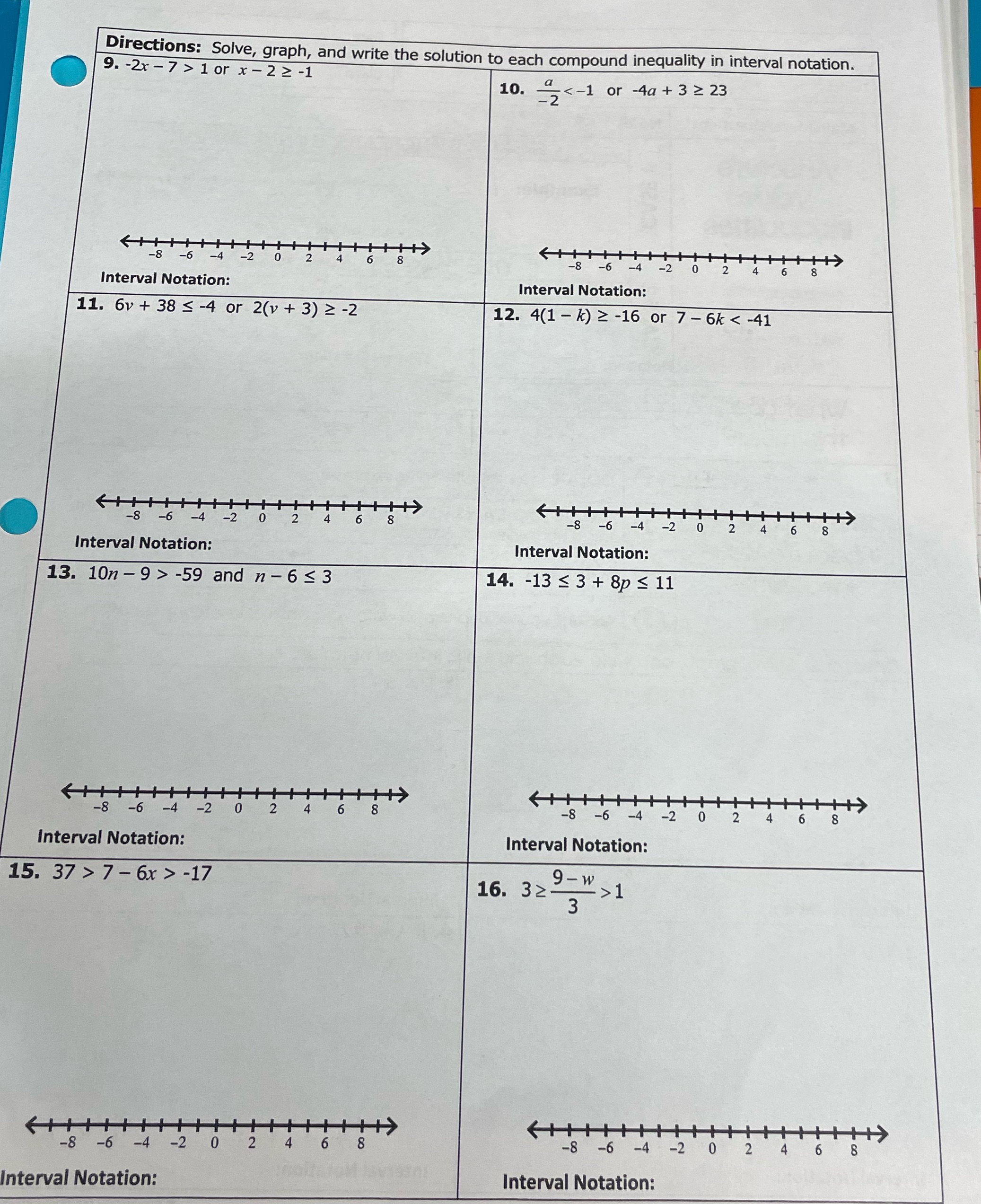 Unit 1: Equations & InequalitiesHomework 5: