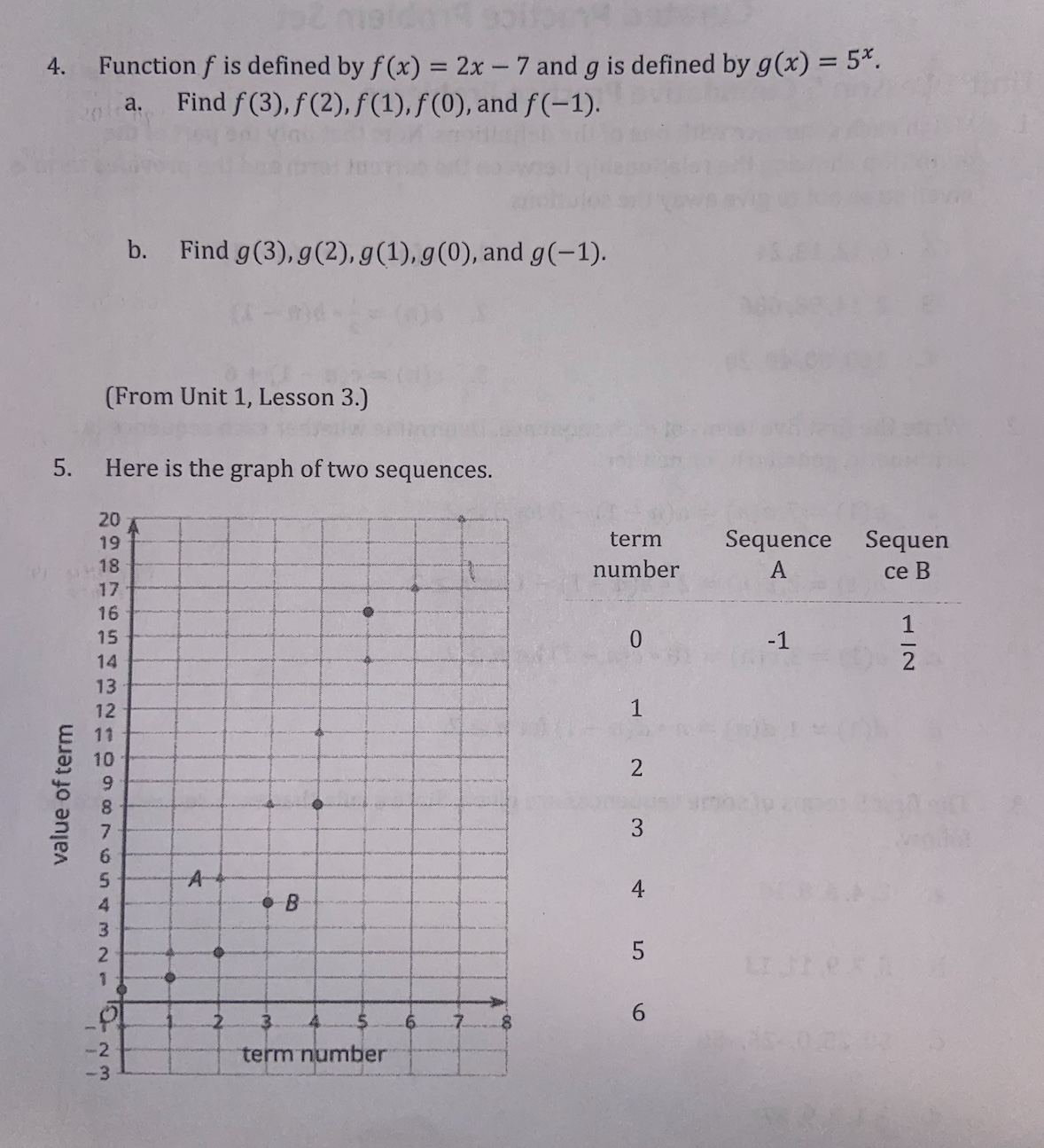 4. Function f is defined by f(x) = 2x - 7 and g