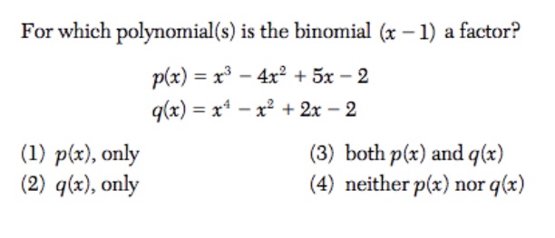 Answer please?! For which polynomial(s) is the