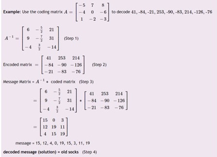 Example: Use the coding matrix A = 6 to decode