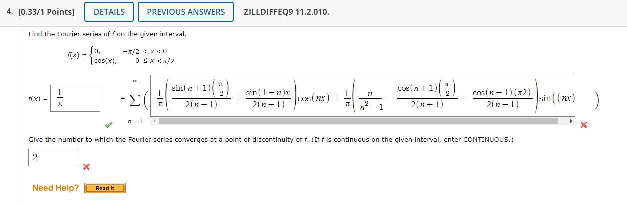 4. [0.33/1 Points] DETAILS PREVIOUS ANSWERS