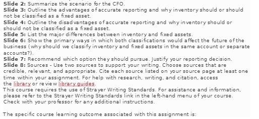 Slide 2: Summarize the scenario for the CFO.