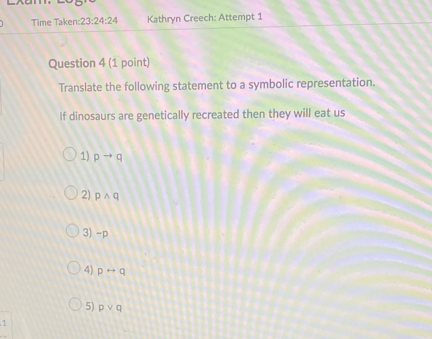 Time Taken:23:24:24 Kathryn Creech: Attempt 1