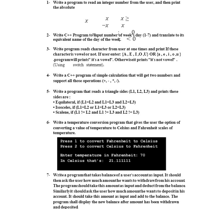 1- Write a program to read an integer number from