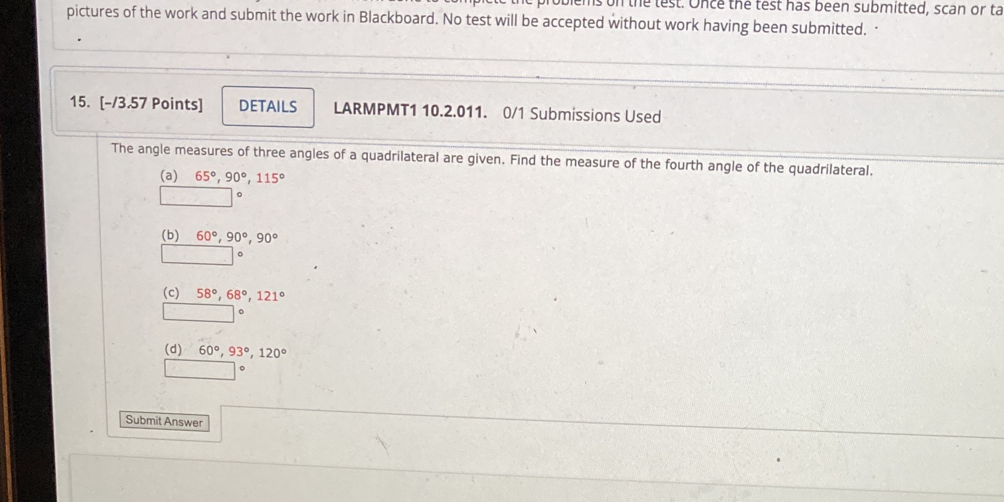 off the test. Once the test has been submitted,