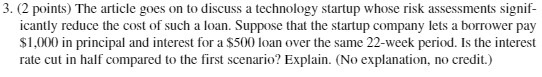 3. (2 points) The article goes on to discuss a