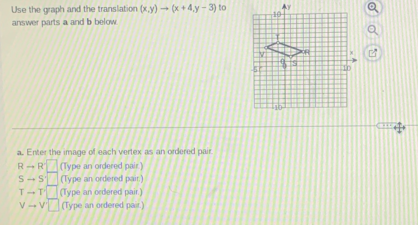 Math Use the graph and the translation (x,y) - (x