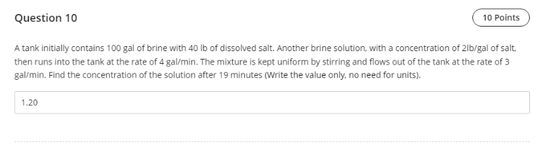 Question 10 10 Points A tank initially contains