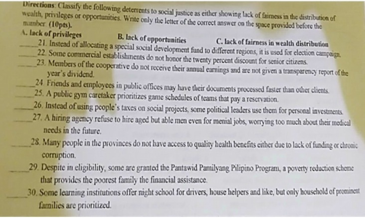 Directions: Classify the following deterrents to