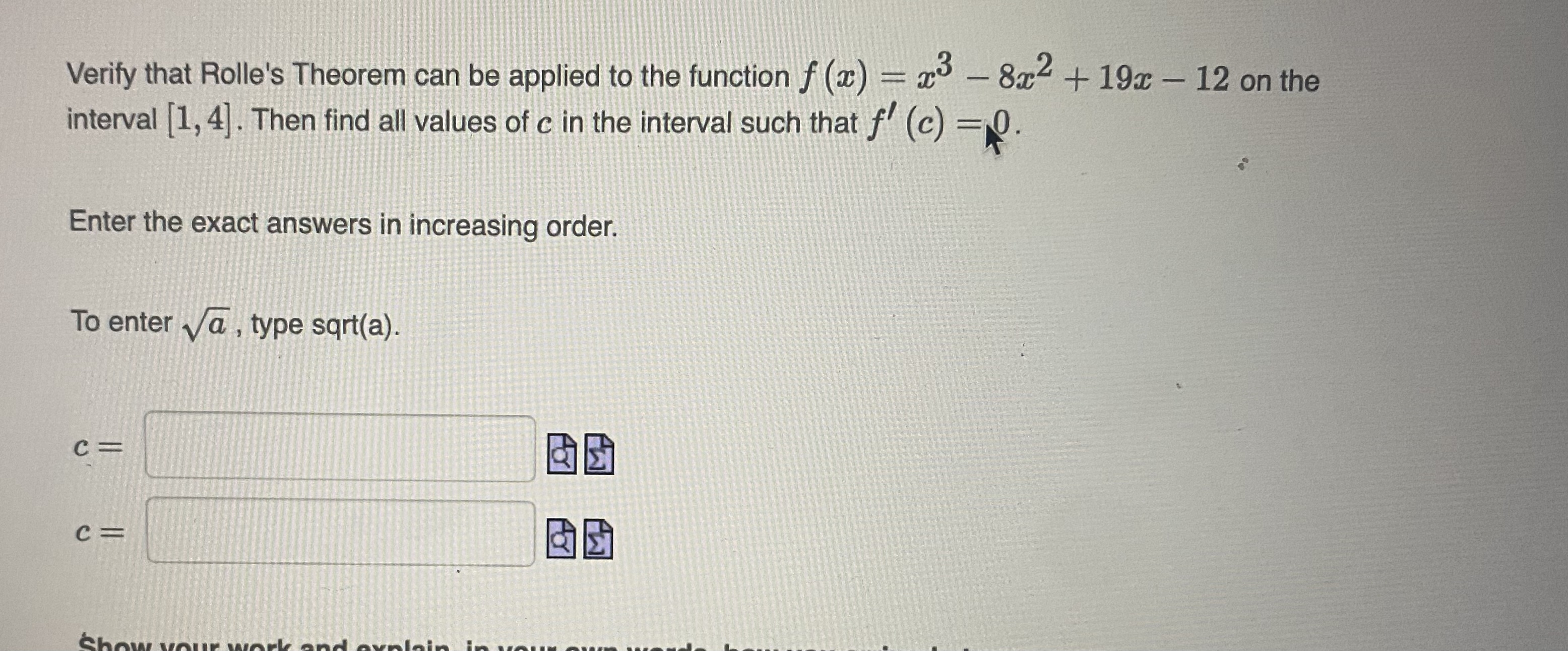 Verify that Rolle's Theorem can be applied