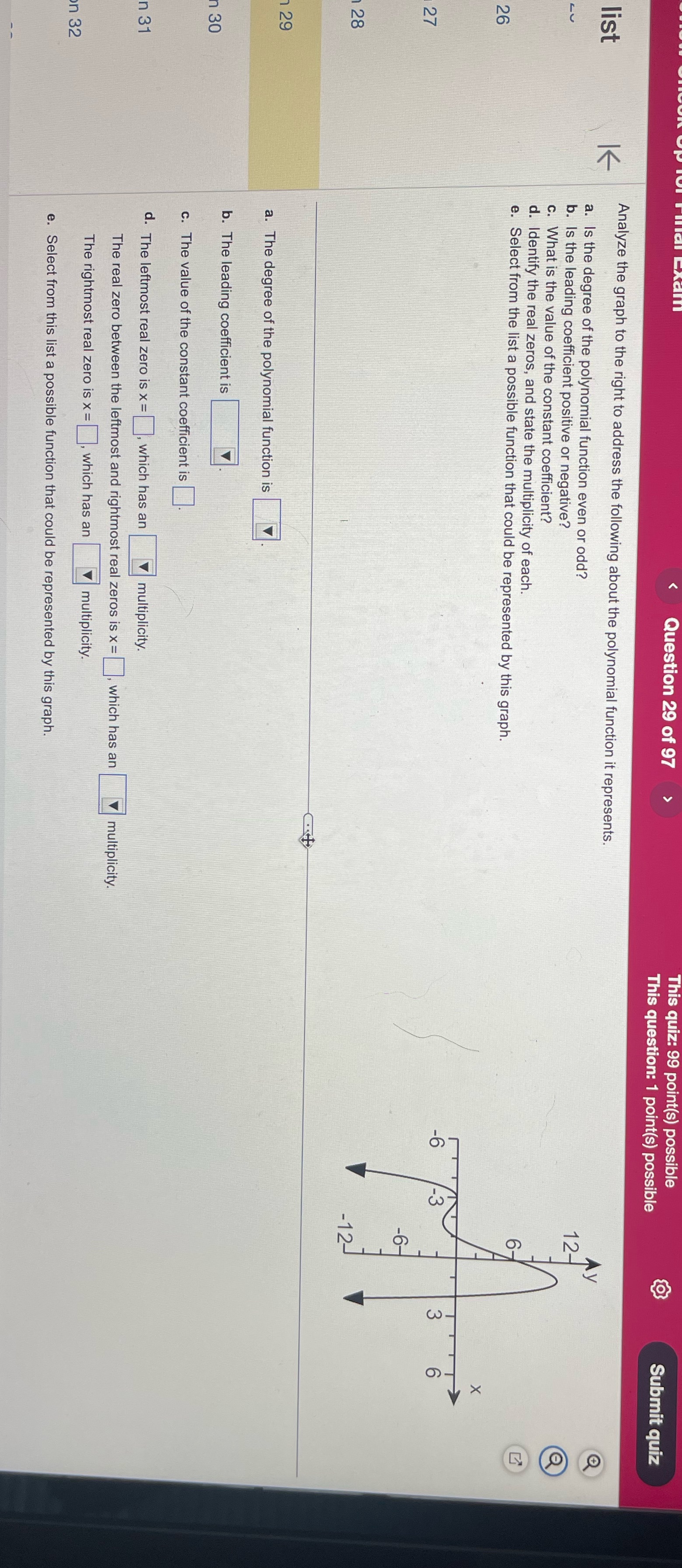 Please solve a,b,c,d and e Question 29 of 97 This