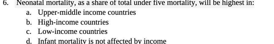 6. Neonatal mortality, as a share of total under