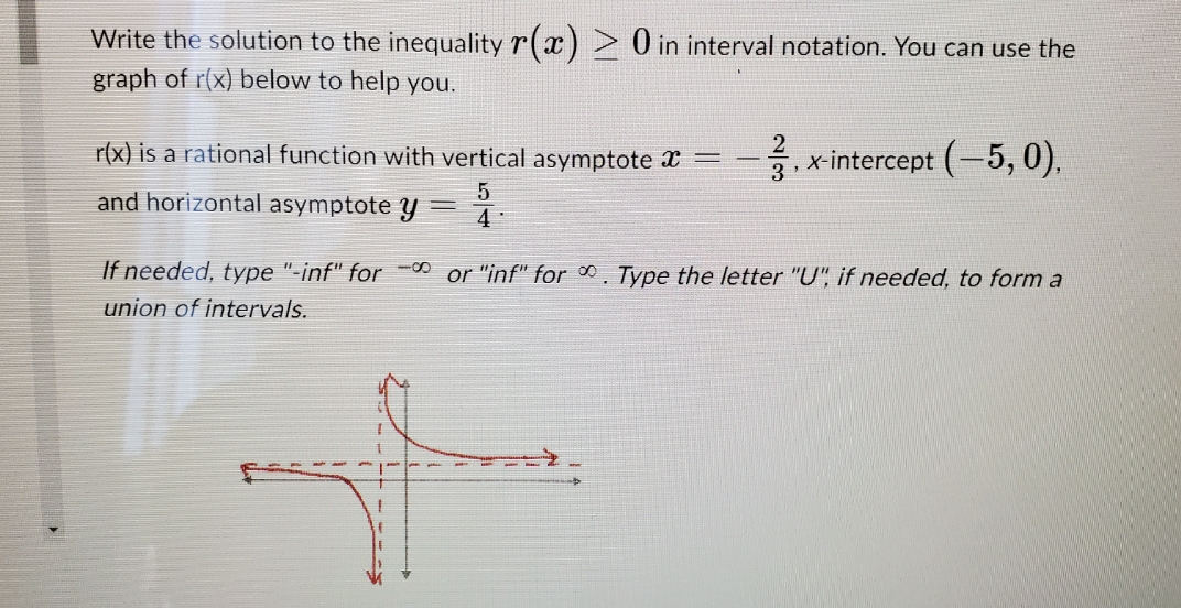 Write the solution to the inequality r (ac ) _ 0