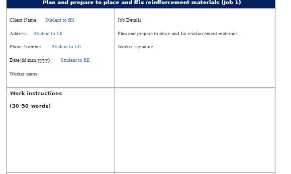 Plan and prepare to place and ffix reinfforcement