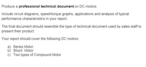 Produce a professional technical document on DC