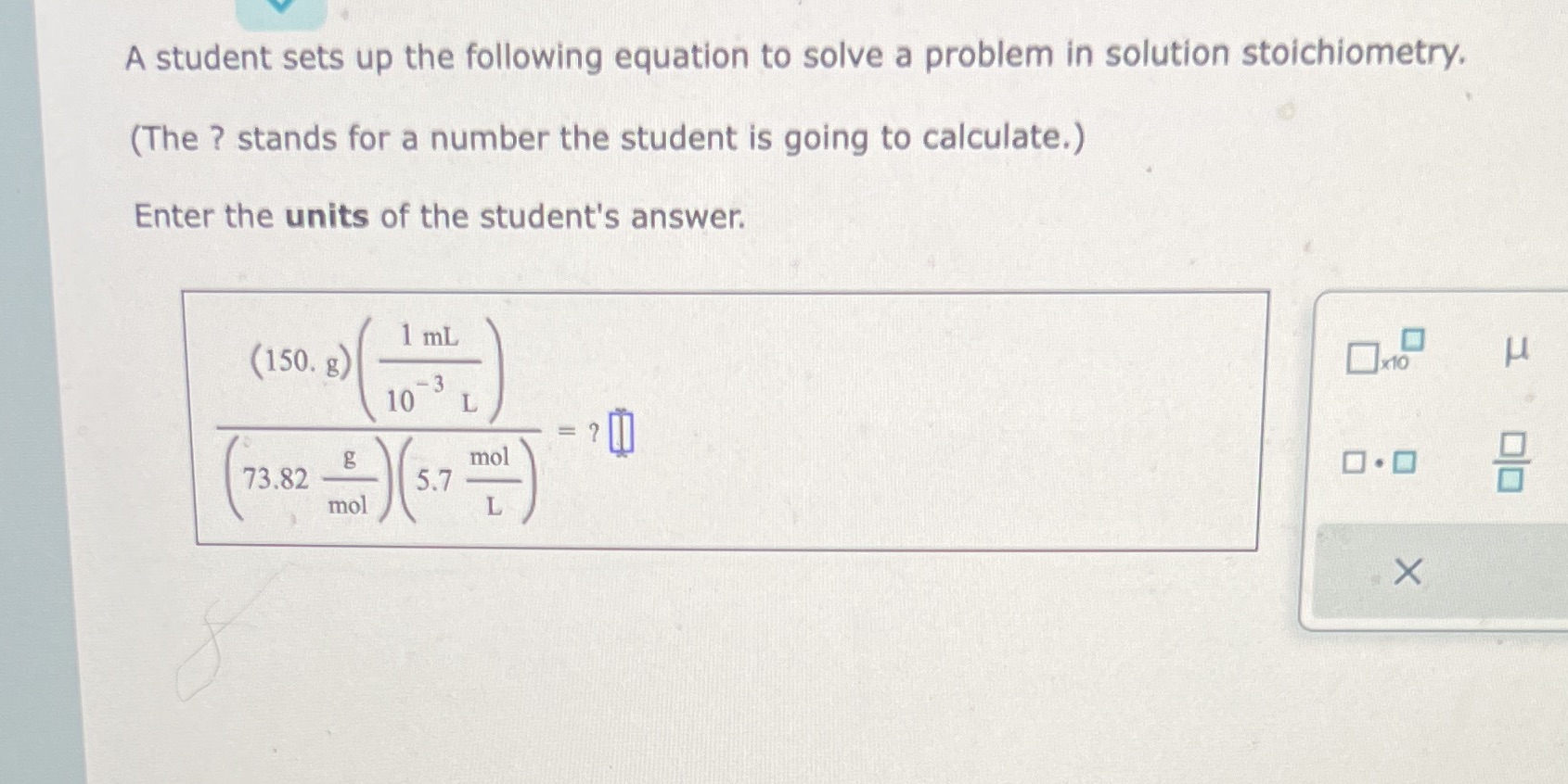 Need help!! A student sets up the following