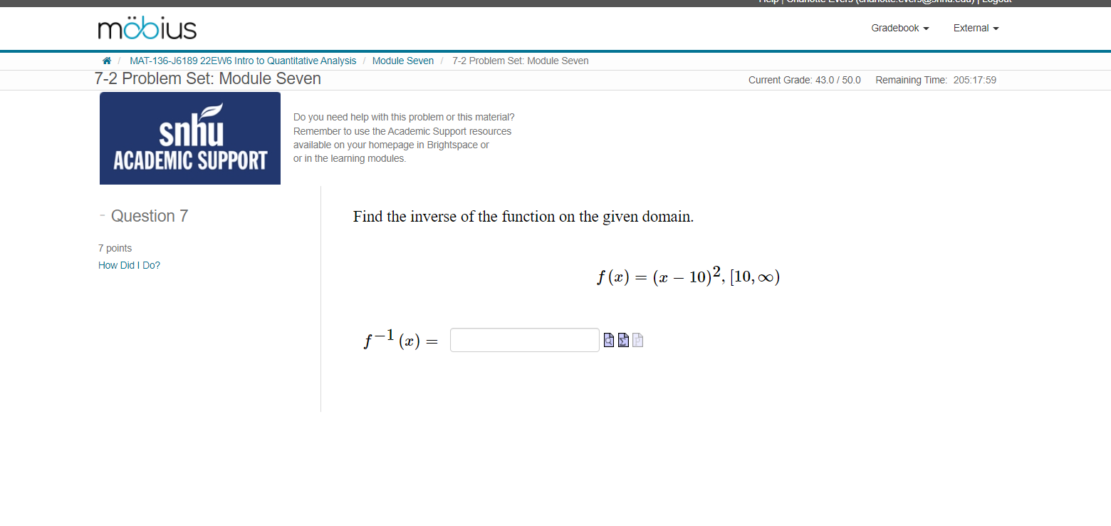 mobius Gradebook External # / MAT-136-J6189 22EW6