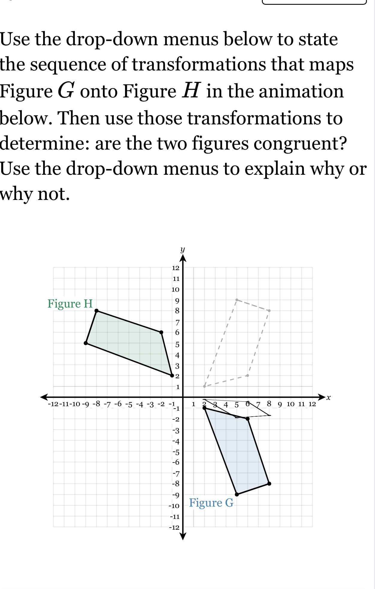 Use the drop-down menus below to state the