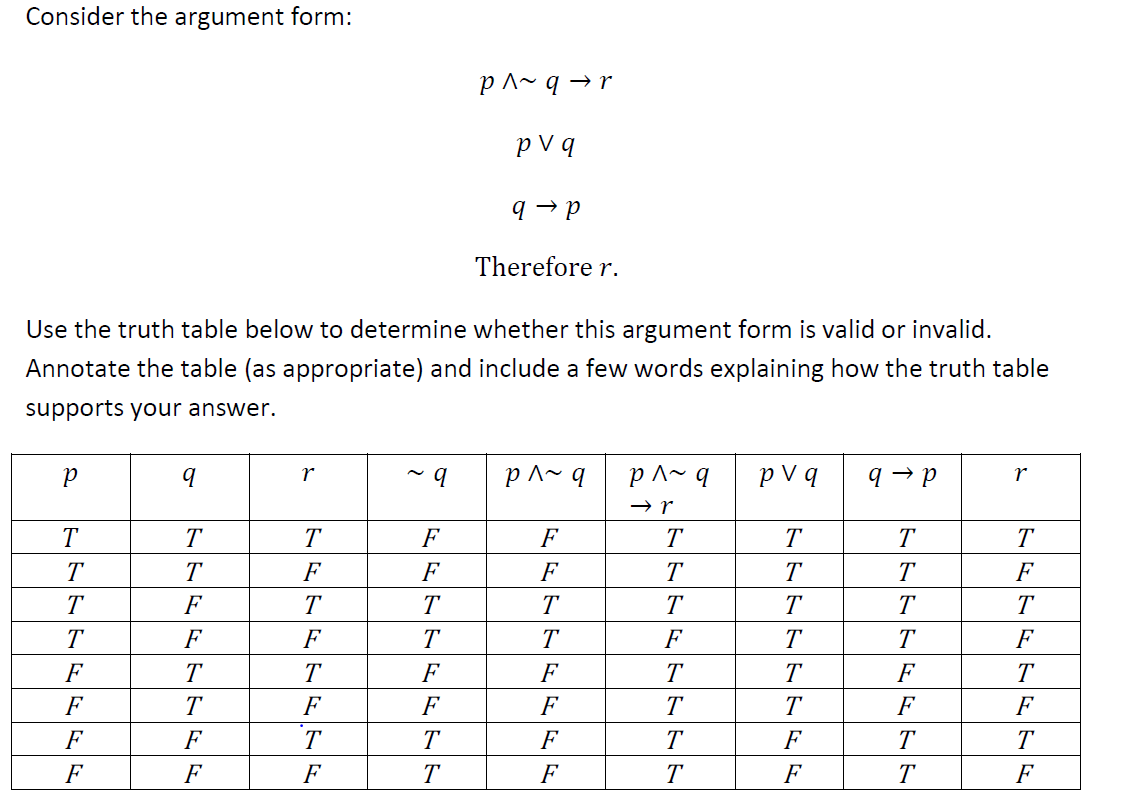 Consider the argument form: p A~ q  style=