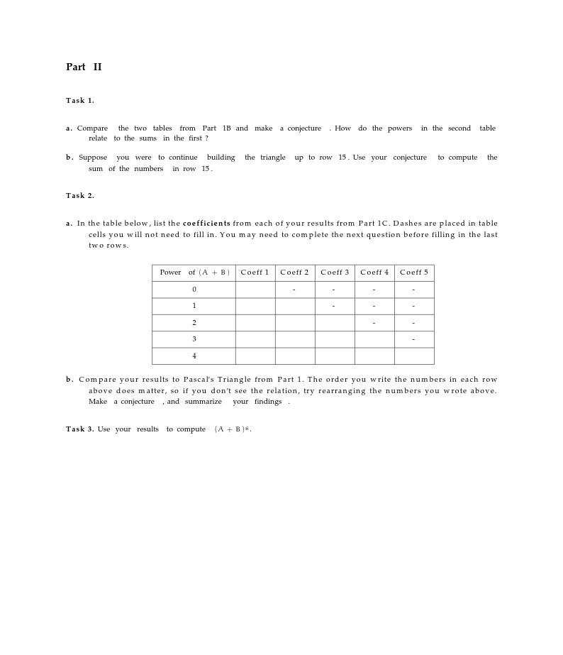 Part II Task 1. a. Compare the two tables from