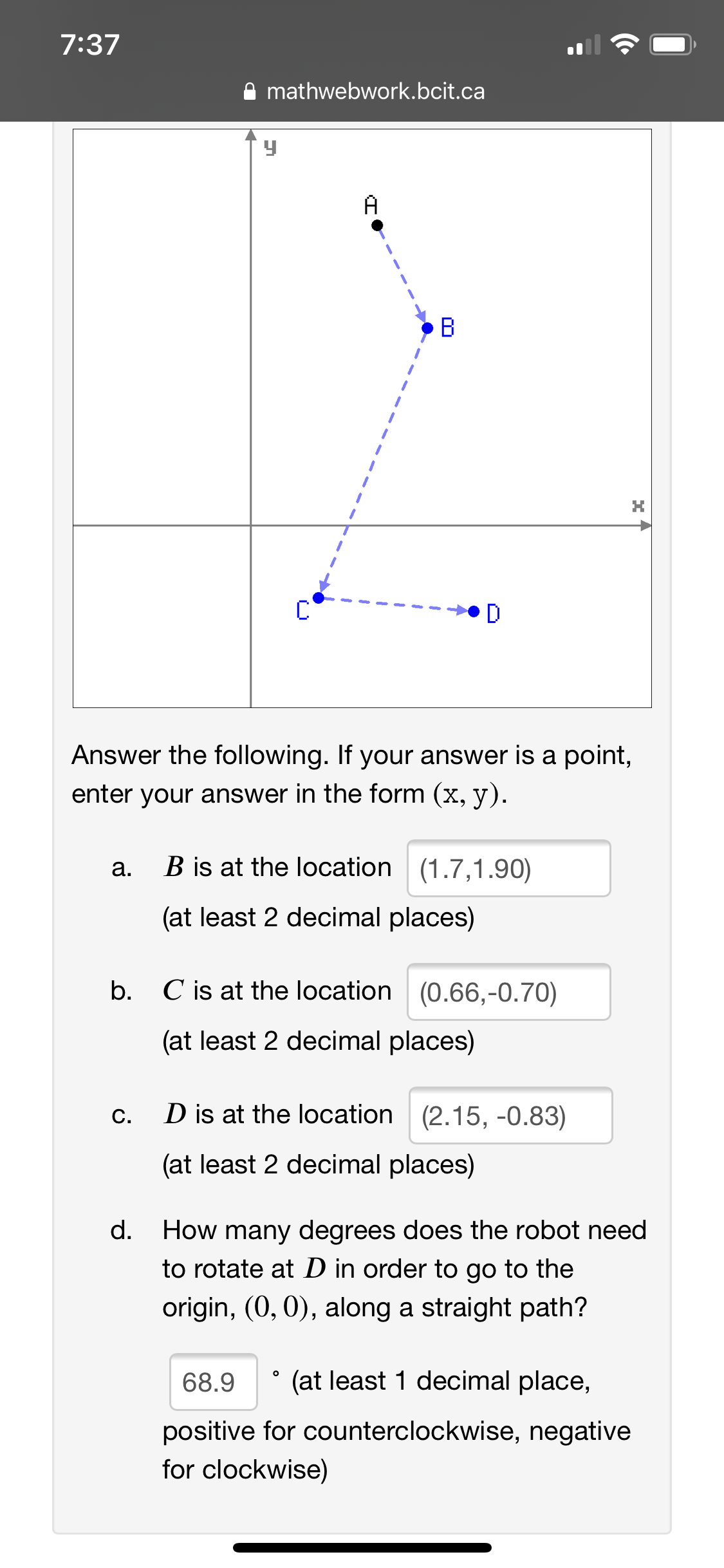 Answer the following. If your answer is a point,