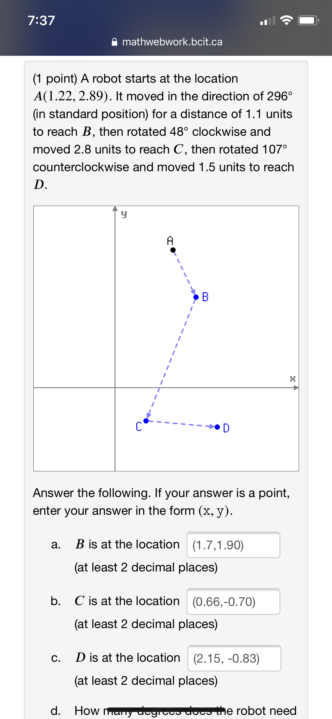 Answer the following. If your answer is a point,